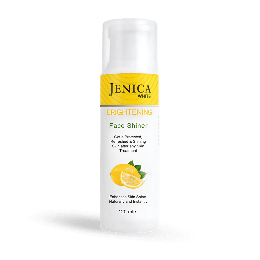 Jenica White Brightening Face Shiner 120ml serum-lotion with lemon extract for glowing, hydrated skin.
