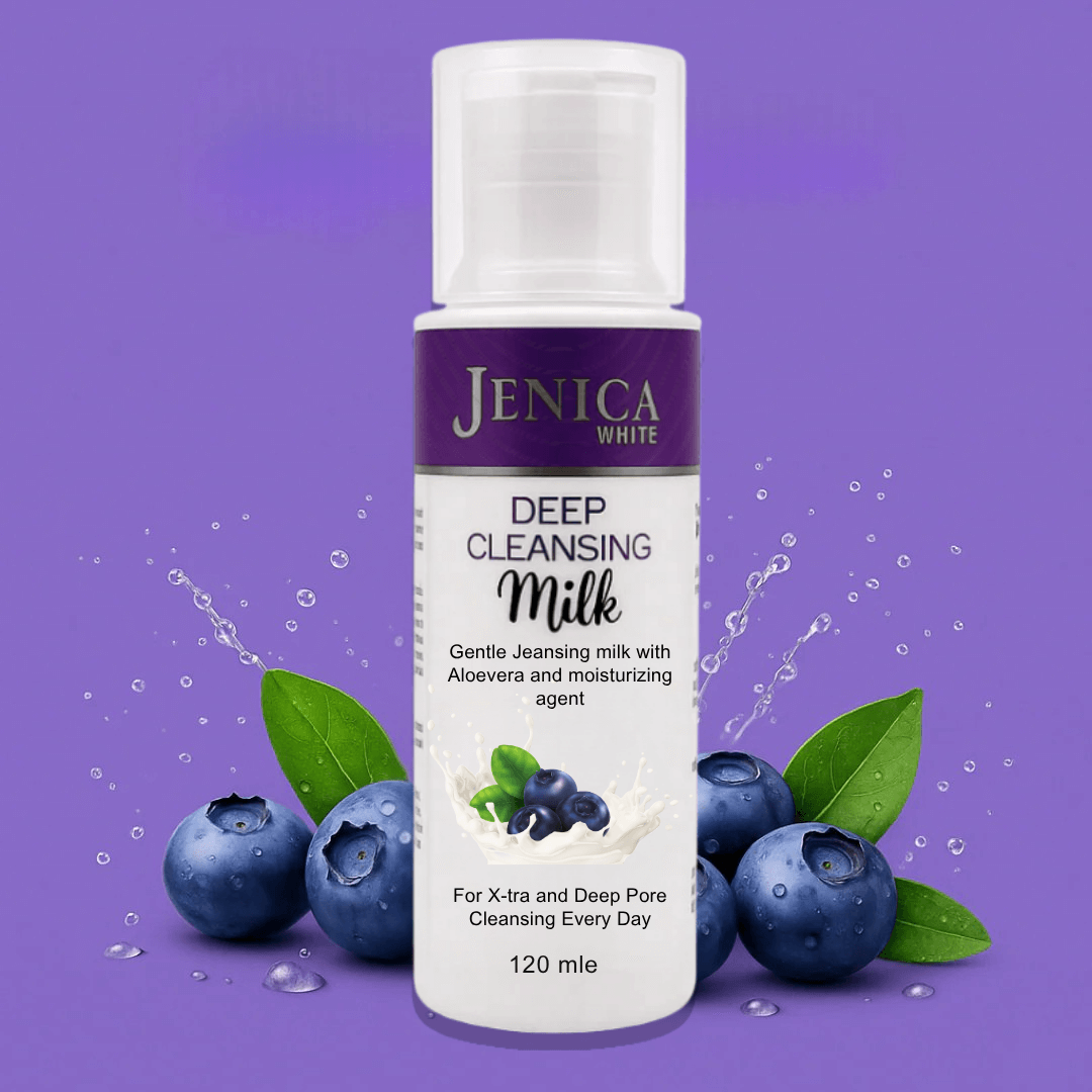 Jenica White Deep Cleansing Milk is a nourishing cleanser with blueberry extract for daily use on all skin types.