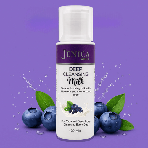 Jenica White Deep Cleansing Milk is a nourishing cleanser with blueberry extract for daily use on all skin types.